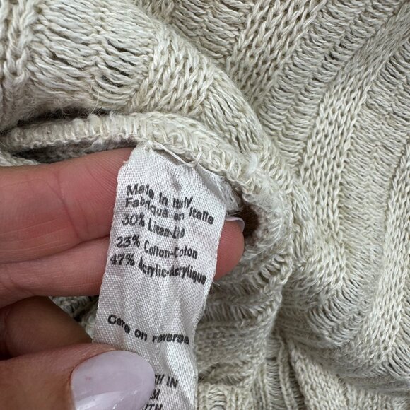 Vintage Ted Lapidus Beige Linen Blend Dropped stitch knit Earthy boho vest SZ L? - Picture 8 of 10